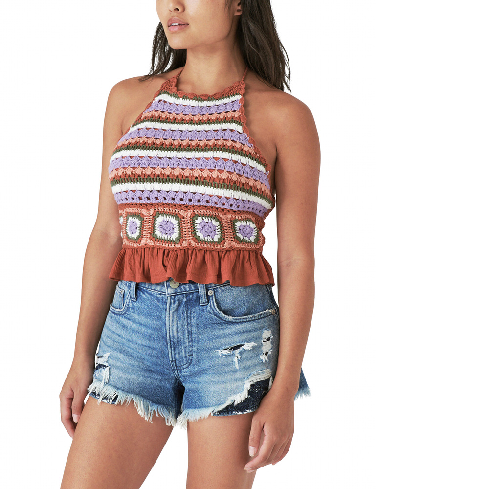 Lucky Brand Crochet Halter Top - Burnt Brick - Picture 3 of 3